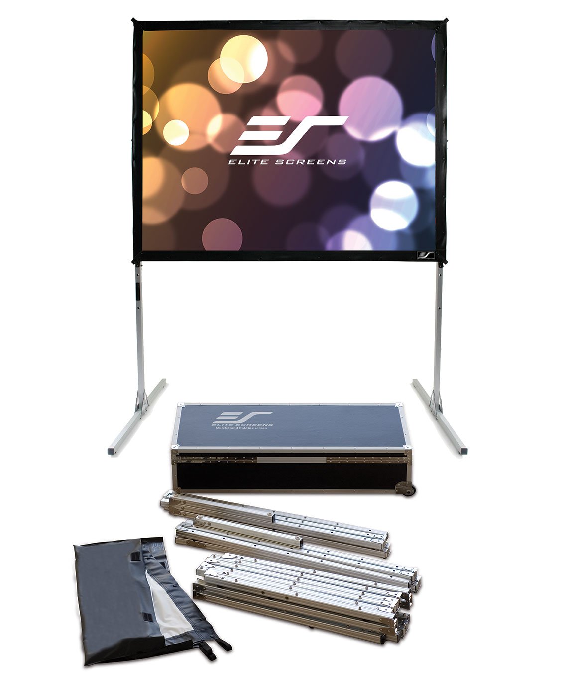 Elite Screens ezCinema Series 120-Inch Projector Screen 16:9 – Portable Floor Pull-Up Manual Projection Screen for Indoor Outdoor, 4K 8K Ultra HD 3D Ready, Home Theater Office Church – F120NWH