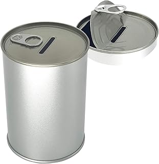 Produco Metal Money Coin Piggy Bank Cash Saving Box W/Easy-Open-End Lid (Silver)