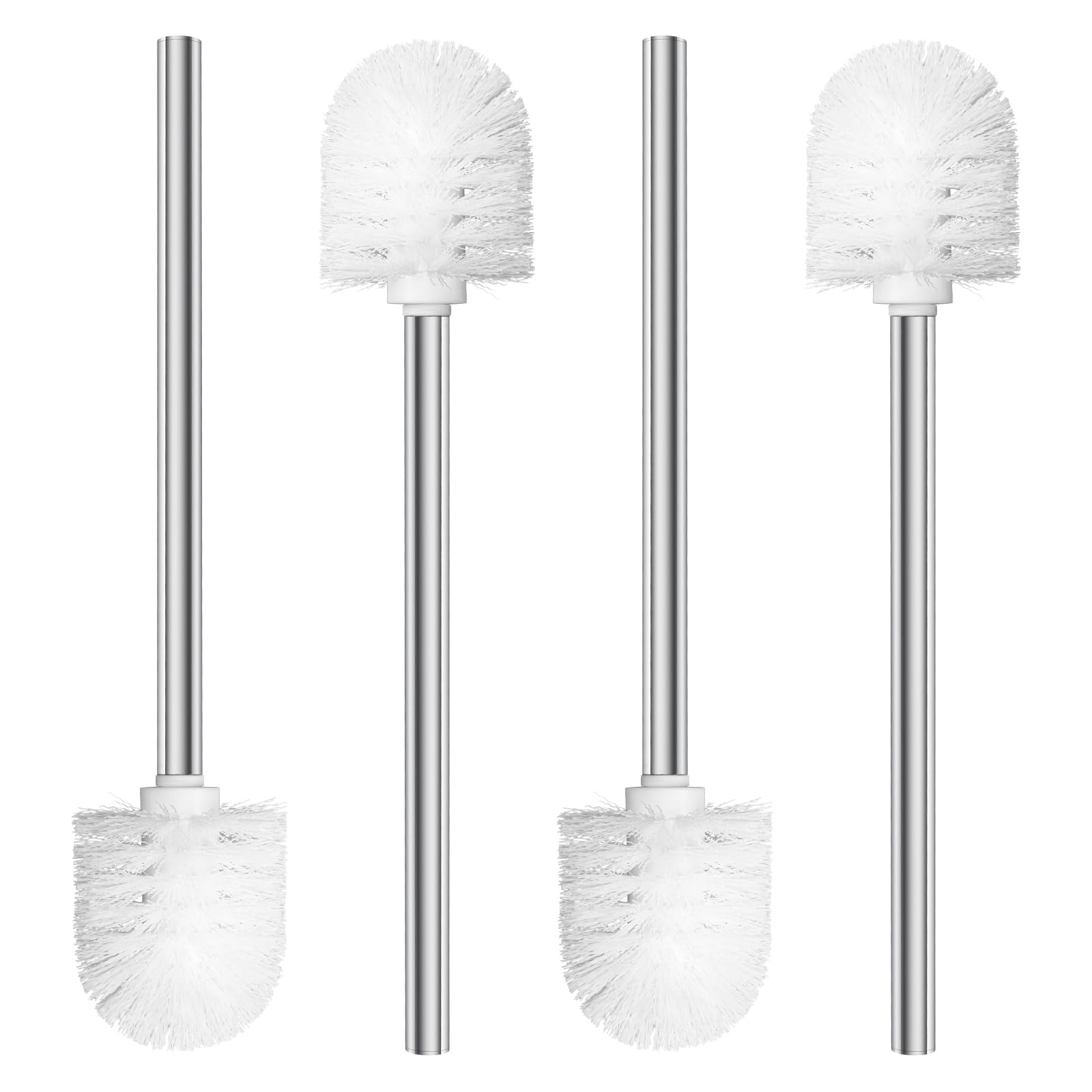 Set Di 4 Scopini Per WC Classici, Manico In Acciaio Inossidabile Testina Nera Da 8 Cm 96446736