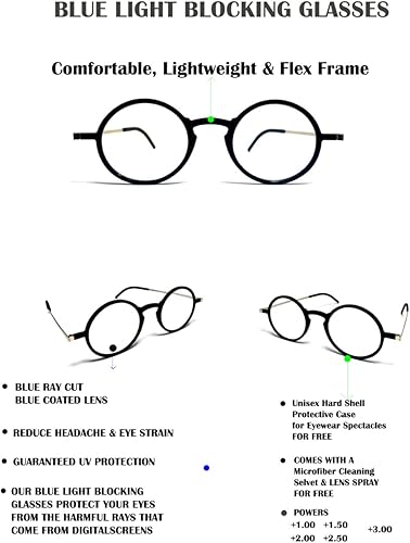 Miniatura 6 de DR. B's - Lentes de lectura con marco redondo con estuche universal para hombres y mujeres, anteojos para leer anteojos presbípicos