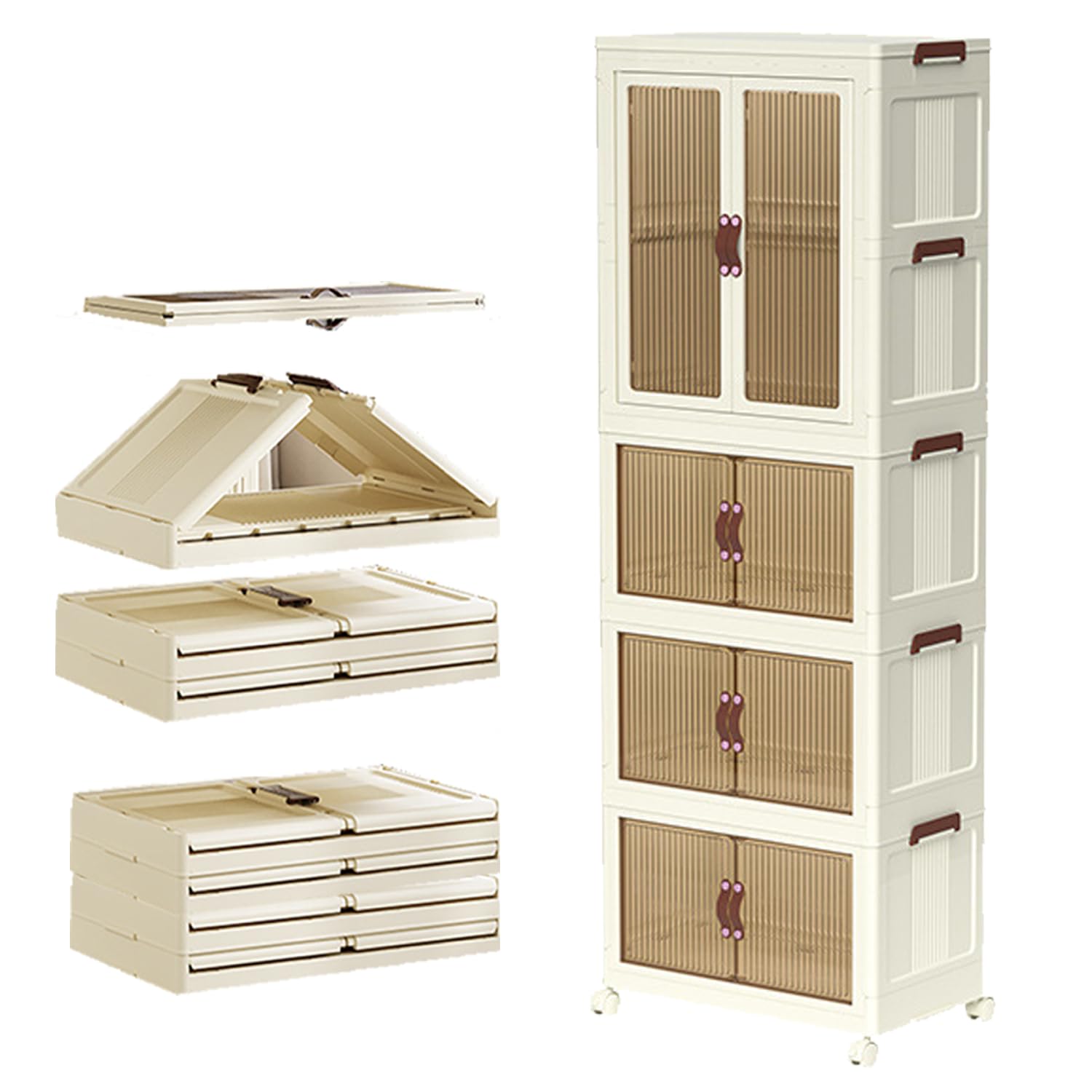 Armoire de rangement portable pliable pour enfants avec tringle de suspension et double portes – Organisateur de placard pour chambre d'enfant