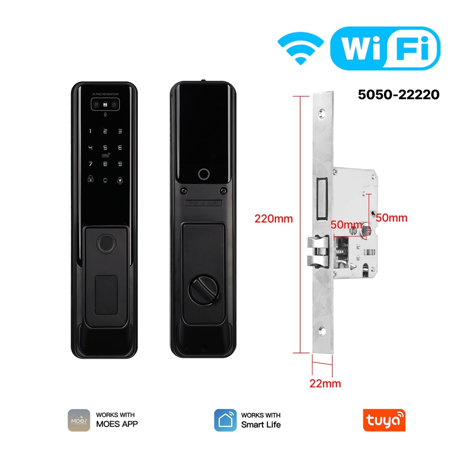 Tuya WiFi Smart Door Lock Facial Palm Vein Recognition Remote (Lock-5050-22220)