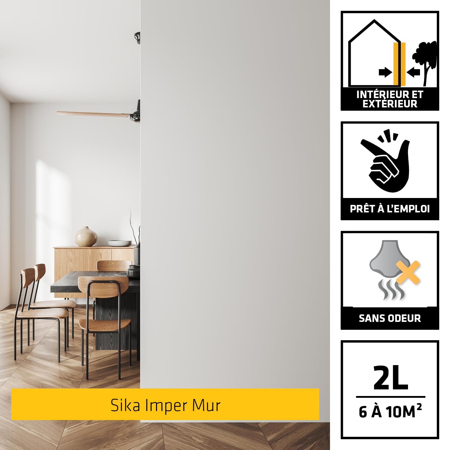SIKA - Résine pour traitement intérieur des murs humides - Anti-moisissure - Anti-humidité -2L + Traitement bactéricide contre le salpêtre - Intérieur et extérieur - Prêt à l'emploi - 2L pour 8 à 14m²