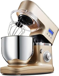 Mélangeur Sur Socle Mélangeur Culinaire À Tête Inclinable À 8 Vitesses 1200W Mélangeur De Cuisine Électrique Avec Smart Time, Bol À Mélanger En Acier Inoxydable 5L 304 Avec Crochet Pétrisseur, Fouet