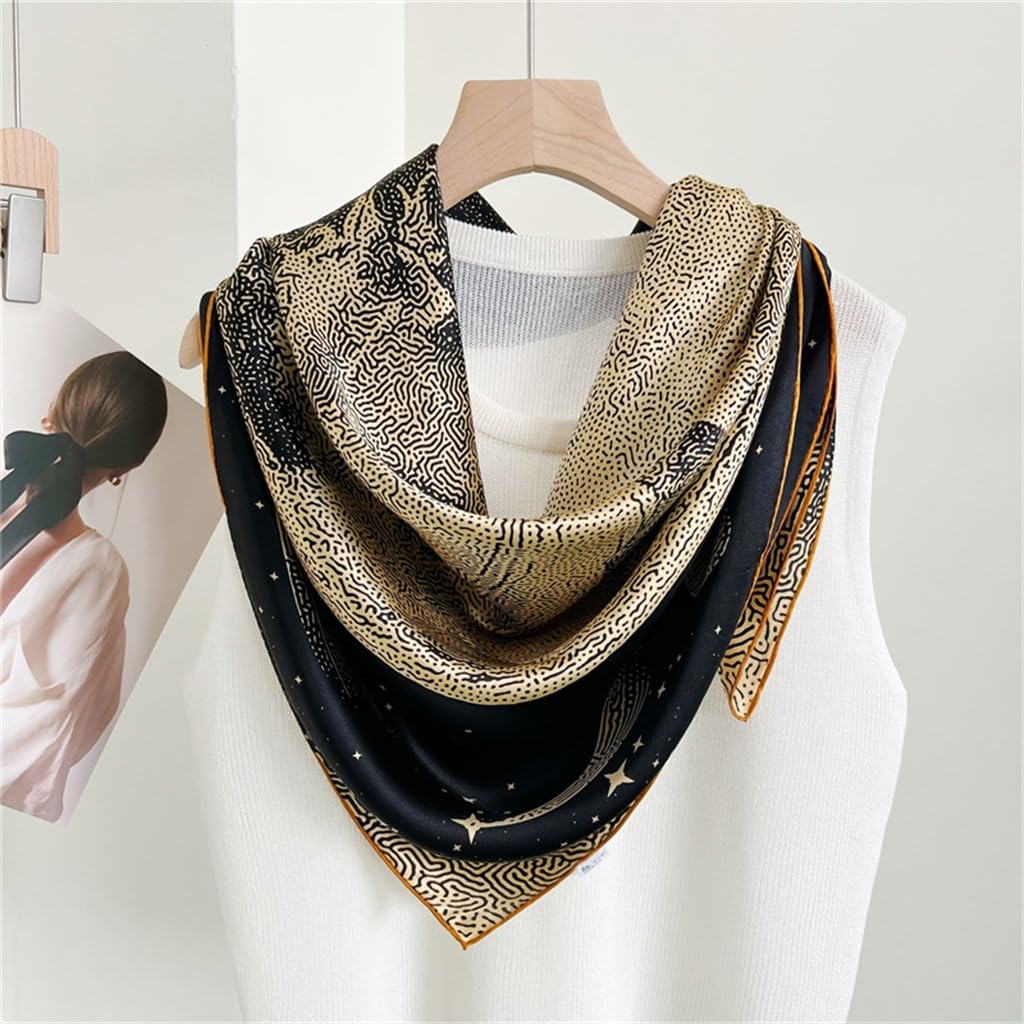 Foulard en Soie Décoratif Femme PianPian Foulard Feuille Rouge Multi Fonctionnel Protection Solaire Grand Châle