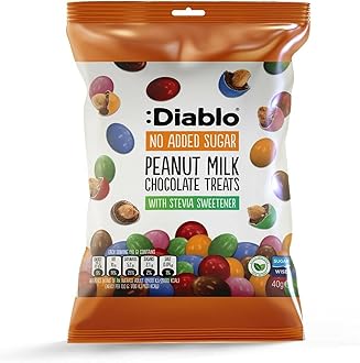 Diablo Milk Chocolate Peanuts - No Added Sugar, Sweetened with Stevia - Individually Packed Bags, Chocolate Covered Nuts Hamper Basket Available for Gifting - Peanut Milk Chocolates - 40g, Pack of 1