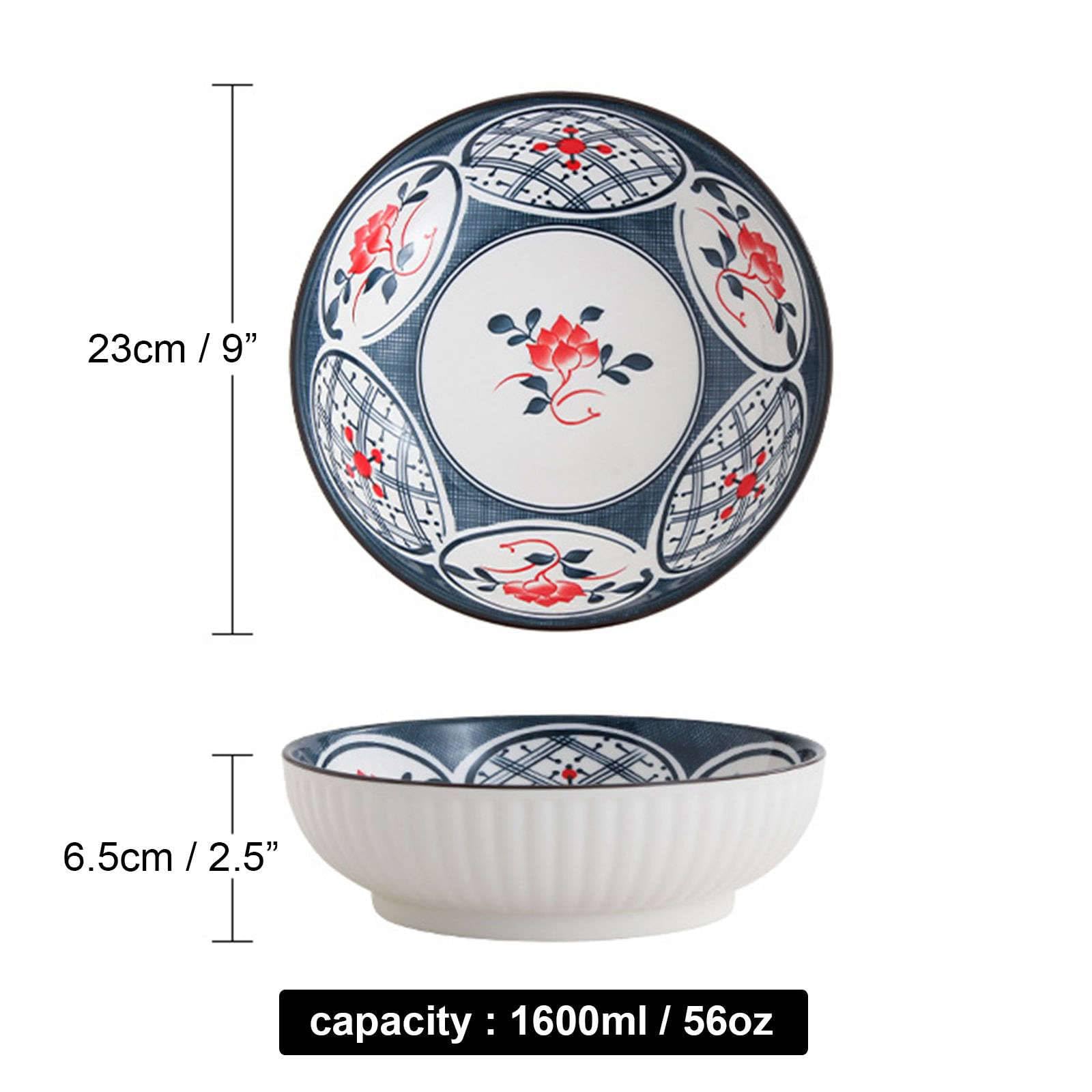 Ensaladera Grande de cerámica, tazón Grande para Servir, tazón apilable para Pasta de 35 oz, Juego de 2 Platos para Ensalada, D-1600 ml