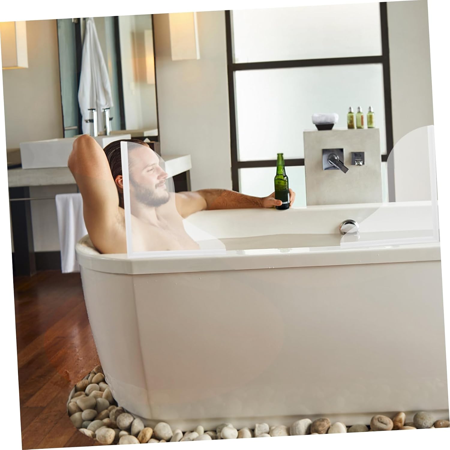 Ciieeo 2Pcs Bathtub Splash Guard Transparent Shower Water Splash Guard for Corner Protection Easy Installation Water Barrier for Bathtubs and Sinks
