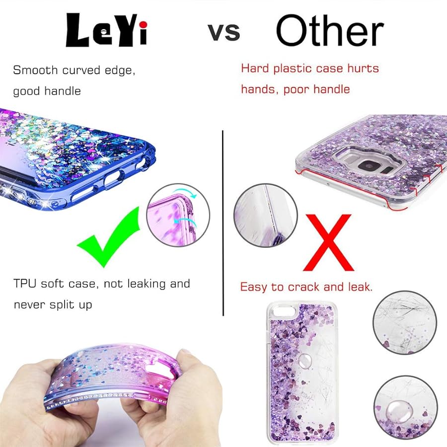 LeYi for iPod Touch 7th Generation Case, iPod Touch Case 7th/ 6th/ 5th with [2 Pack] Screen Protector for Girls Kids, Glitter Bling Liquid Cute TPU Clear Phone Case for iPod Touch 7 6 5 (Teal/Purple) - image 8