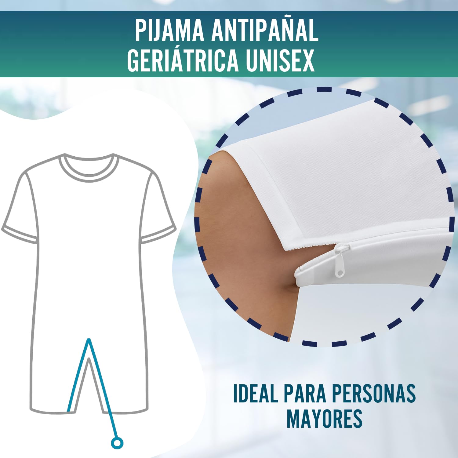 OrtoPrime Pijamas Antipañal Doble Cremallera Trasera Adultos Hospital