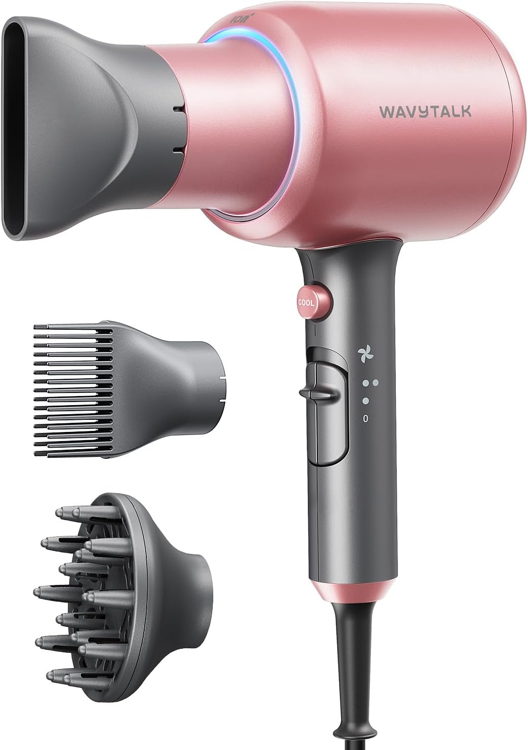 Wavytalk Ionic Hair Dryer Blow Dryer with Diffuser & Comb for Curly Hair Professional 1875W High Power Dryer with Ceramic Technology for Fast Drying as Salon Light and Quiet