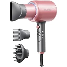 Wavytalk Hair Dryer, Blown Away Ionic Hair Dryer for Curly Hair with Diffuser, 1875W Fast Drying Blow Dryer with Ceramic Technology, 3 Attachments for All Hair Types, Light and Quiet, Rose Gold