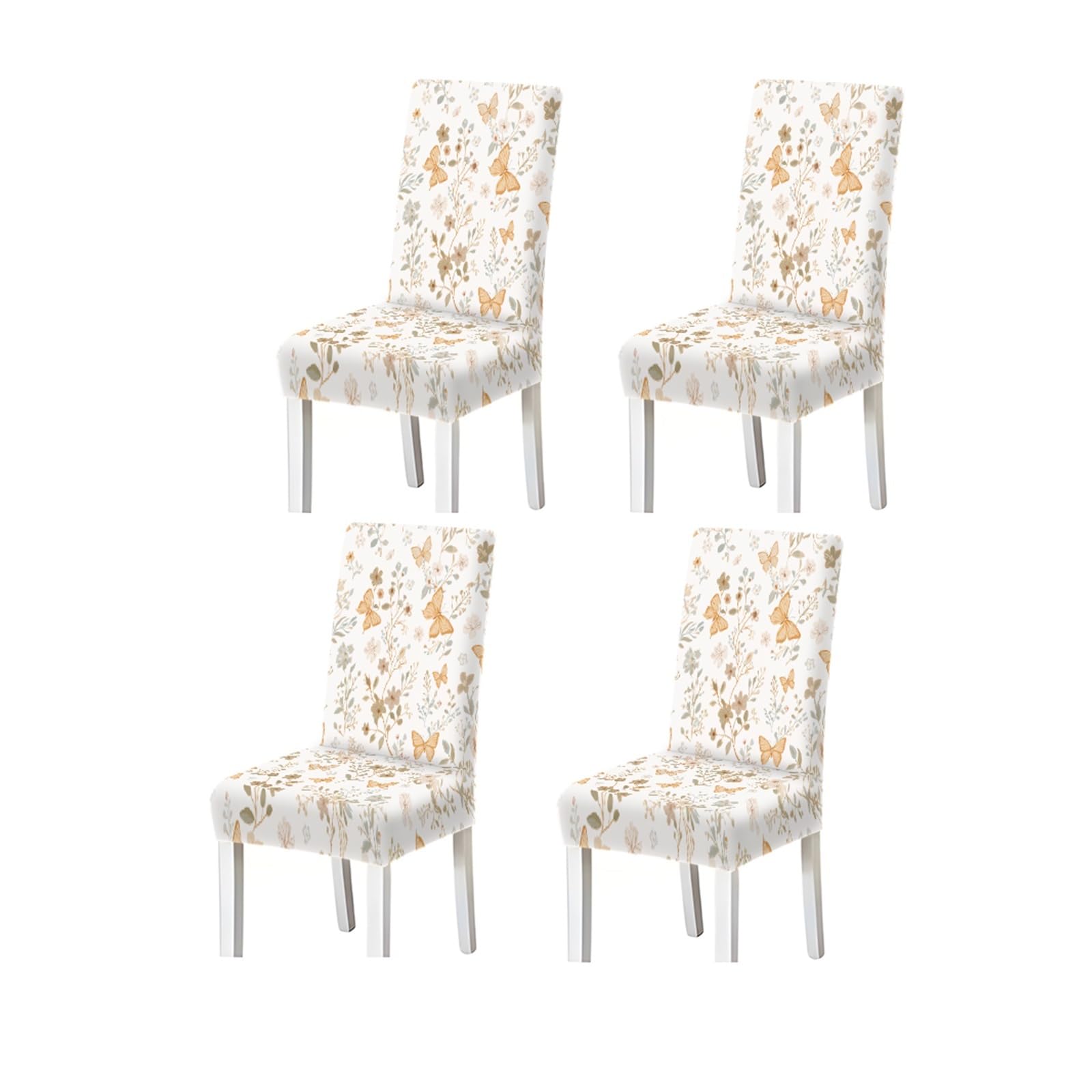 BOSUYBN Butterfly Floral Print Dining Chair Covers Set Of 2/4/6, Stretch Slipcovers For Kitchen Dining Room Furniture Protectors for Home Dining Room(4PCSChair cover)