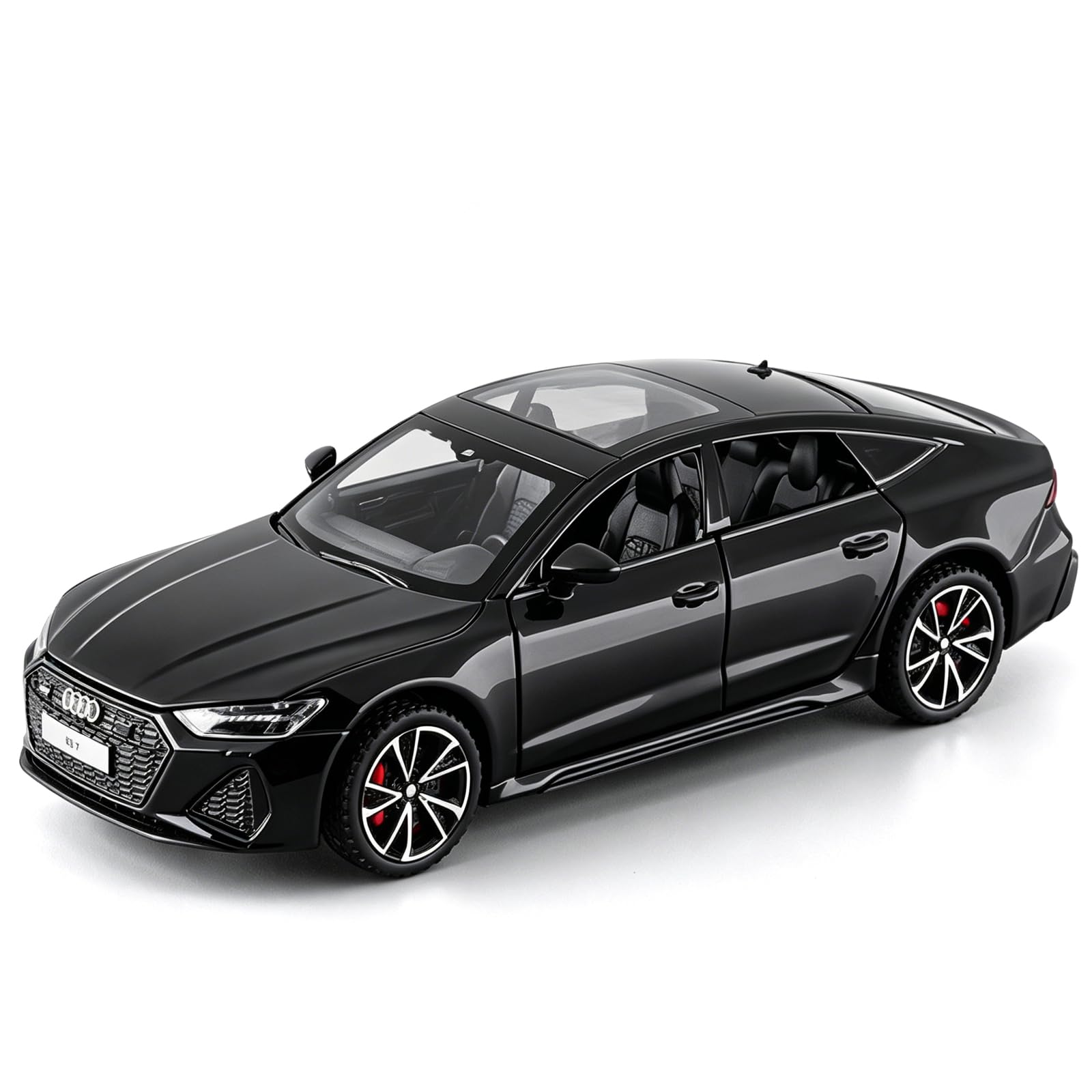 TGRCM-CZ 1/32 Audi RS7 Model Car, Zinc Alloy Pull Back Vehicles Model Cars with Sound and Light for Collectors & Kids 3+ Years Old Birthday Gift (Black)