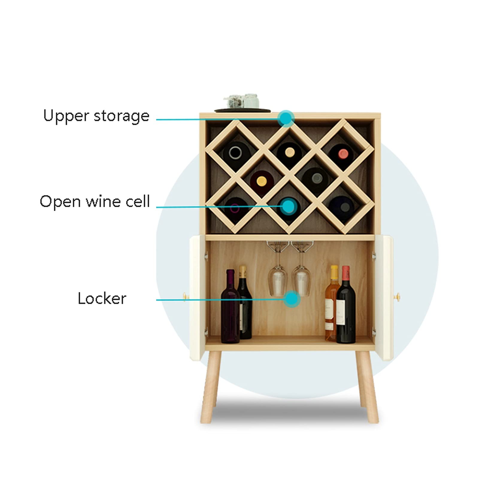 Botellero para bebidas, gabinete de vino, estantes de vino, estantes de vino de pie para el hogar, cocina, bar, gabinetes, estante de despensa, gabinete de bar (color: A)