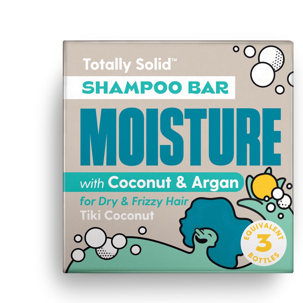 Solid Shampoo Bar (85g) - MOISTURE - for Dry or Frizzy Hair, Soap Free, with Argan Oil, Coconut Oil and Provitamin B5, Moisturising and Conditioning