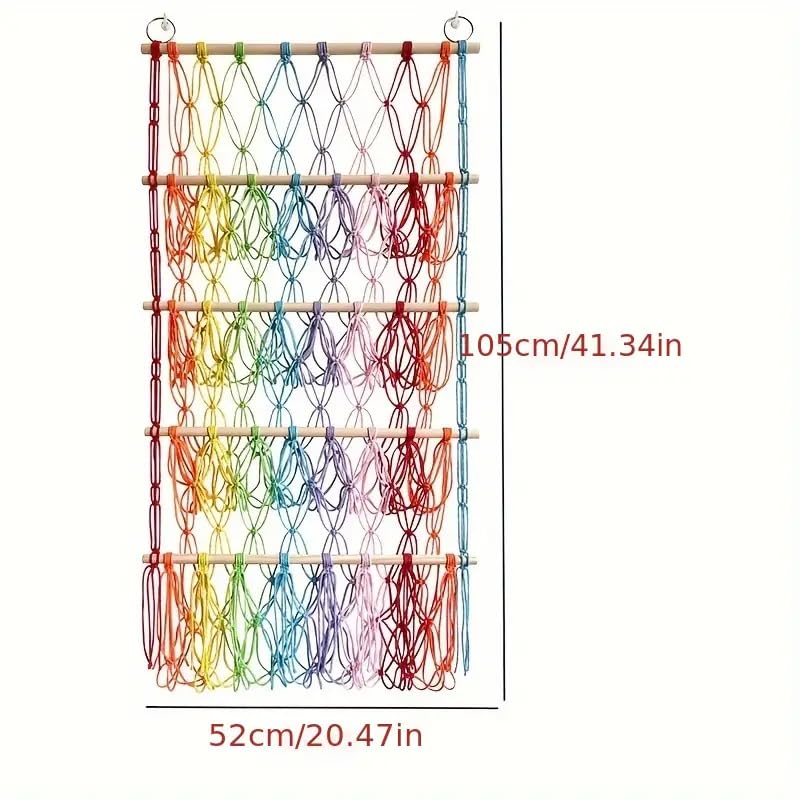Image of Waterlily House - Hammock Organizer Mesh, Bohemian Organizer, Toy Storage Organiser, Rainbow Stuffed Animal Hammock Macrame Boho Plush Net (Color Four Layer)