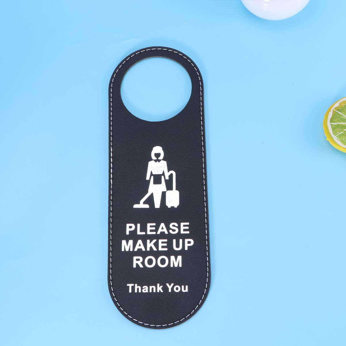 STOBOK Do Not Disturb Door Hanger Sign Please Make Up Room Leather Double-Sided Leather Door Knob Tag Cleaning Sign for Office Hotel Home Clinic Supplies - Image 4