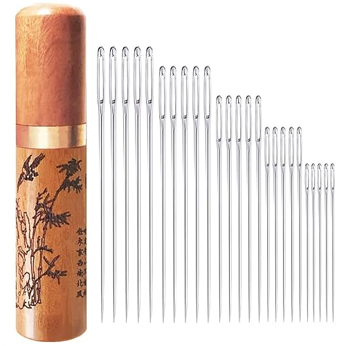 Large Eye Sewing Needles, Embroidery Needles, Stainless Steel, 25 Pieces