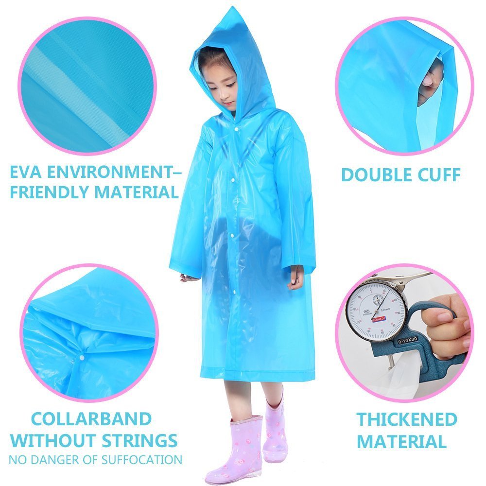 RNTOP Baby Rain Poncho with Hood Toddler Boy Girl Raincoat Water-Proof Rain Suit Children Rainwear (H4-Blue, One Size)