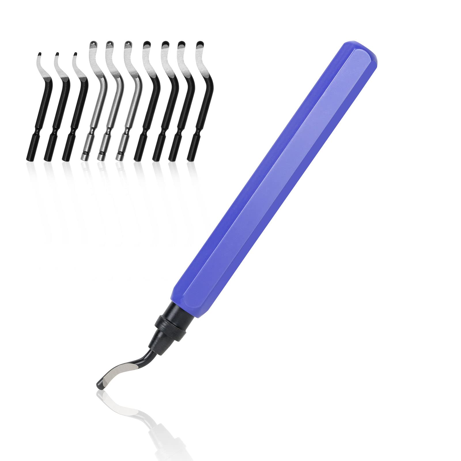 flintronic Entgrater Werkzeug Universal  Metallgriff Handentgrater mit 11 Stück Ersatzklingen  360° Rotierender Klinge Schneidwerkzeug für 3D Drucker  Kunststoff  Aluminium(1 Werkzeug  5+3+3 Klingen)