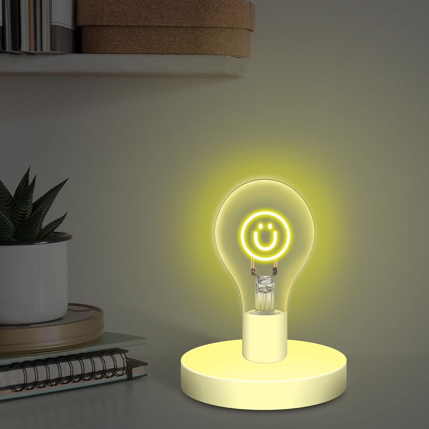 Jarv Filament LED Bulb, Trndy Tech 2W [60W Equivalent] E26 Base, 60 Lumens, Clear Glass, Virtual LED Filament Bulb, Decorative Inner Color Laser Cut and Edison Light Bulb Design – Smiley Face