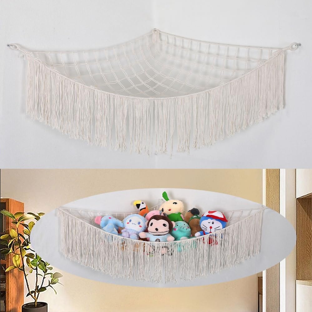 Hamac de Rangement pour Peluches, Sac en Filet Suspendu pour Jouets