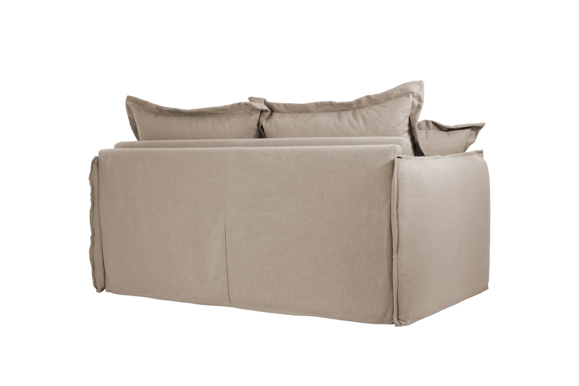 Divano Letto MILOS 3 Posti,Struttura in Metallo e Legno,Interamente Sfoderabile, Rivestimento in Tessuto,Rete ad Apertura Rapida,Materasso 160x190 cm H14 cm, Colore: Camel