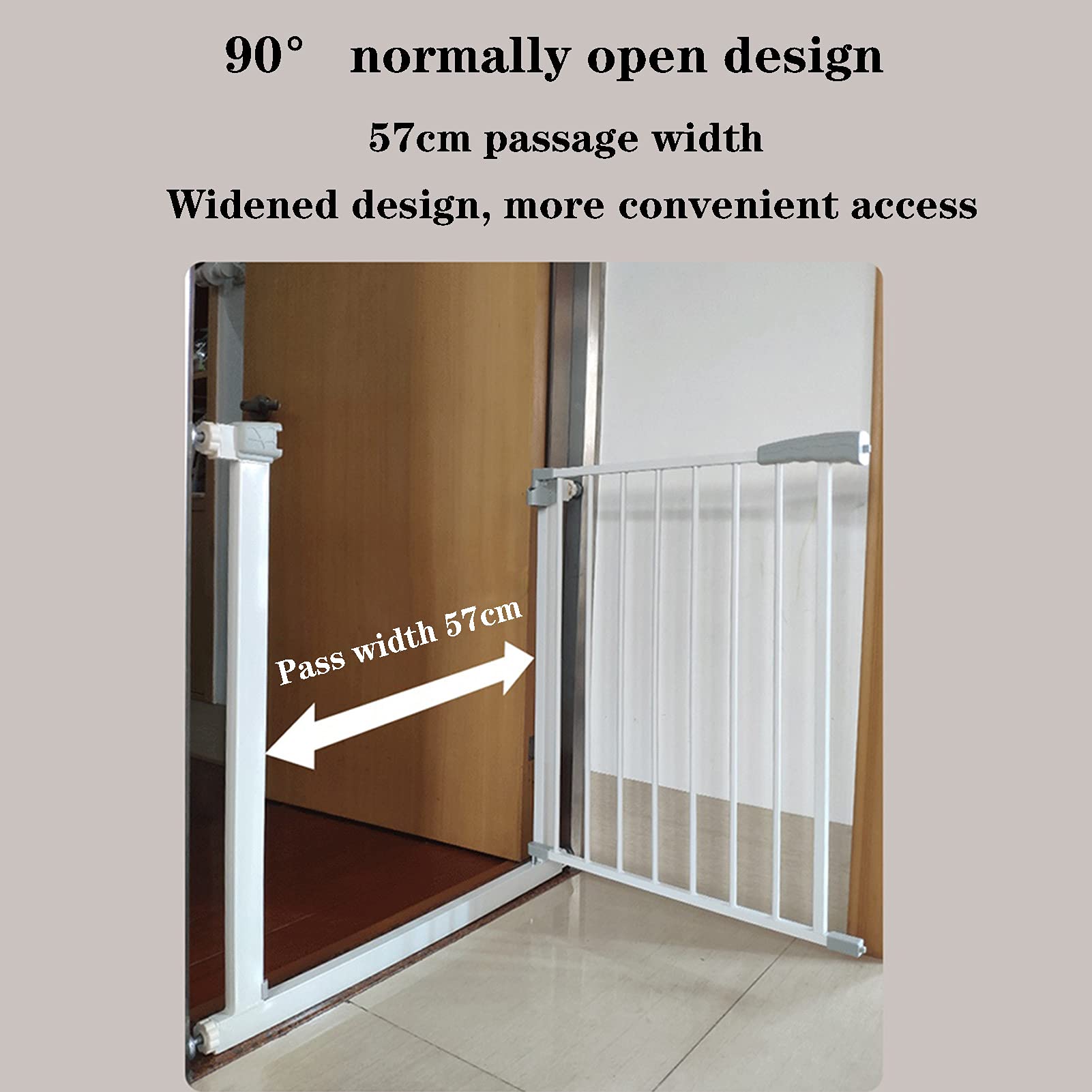 Metalowa bramka schodowa AinkO z dociskiem do automatycznego zamykania i łatwego montażu - szerokość 60-67 cm