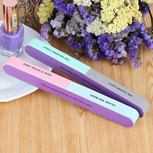 12 Pieces 7 Way Nail File And Buffer Block Professional Nail Buffering Files 7 Steps Washable Emery Boards For Acrylic Nails #TOP5