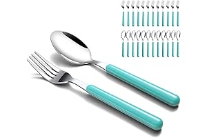 24-Piece Teal Silverware Set