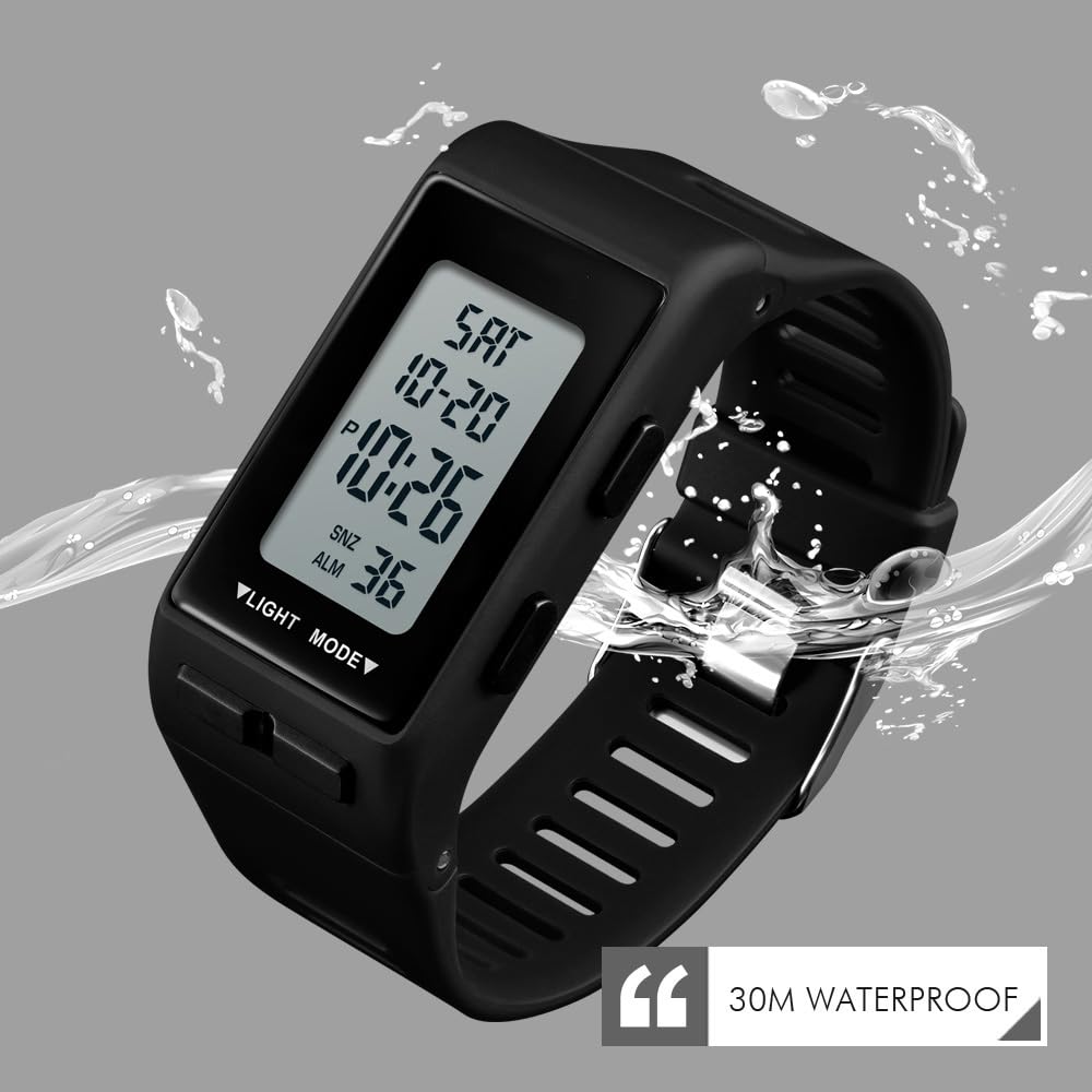 Reloj de pulsera para hombre, digital, deportivo, rectangular, impermeable, pantalla LED, esfera grande, militar, luminoso, cronómetro, alarma, militar, reloj de exterior