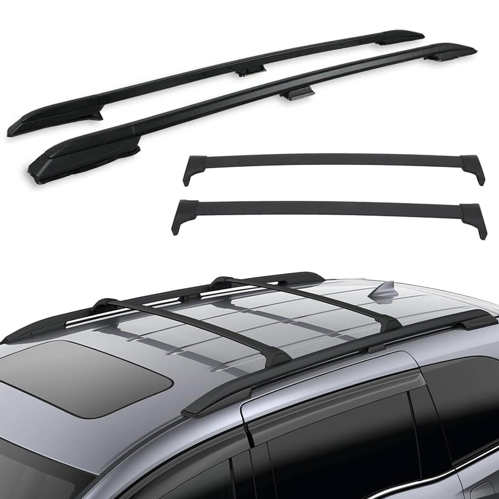 Photo 1 of ROSY PIXEL 4Pcs Roof Rack Side Rails & Cross Bars Compatible with Honda Odyssey 2018 2019 2020 2021 2022 2023 2024 2025 2026 | Roof Rails Black Suitable for Carrying Luggage/Kayaks/Bicycles/Canoes