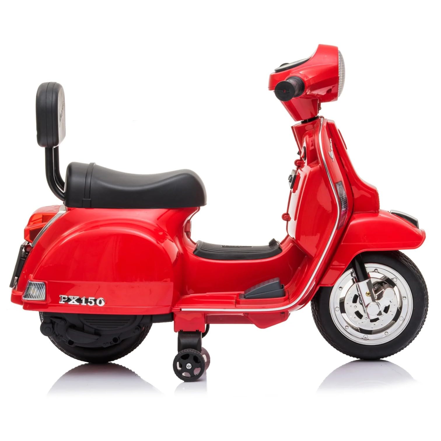 Vespa Elettrica per Bambini - Sicura e Divertente, Motocicletta Giocattolo con Acceleratore a Pedale, Luci e Suoni, Batteria Ricaricabile 6V e Caricabatteria Incluso, Funzione Avanti/Indietro (Rosso)