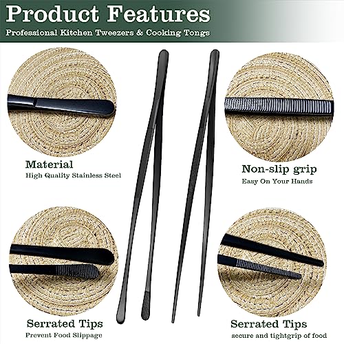 KTFNOMES 4 peças de pinças de cozinha para cozinha, 30,5 cm e 25,4 cm, conjunto de pinças de cozinha