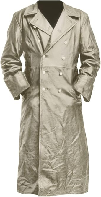 German Style Classic Officer WW2 Military Uniform Black Faux Leather Trench Coats