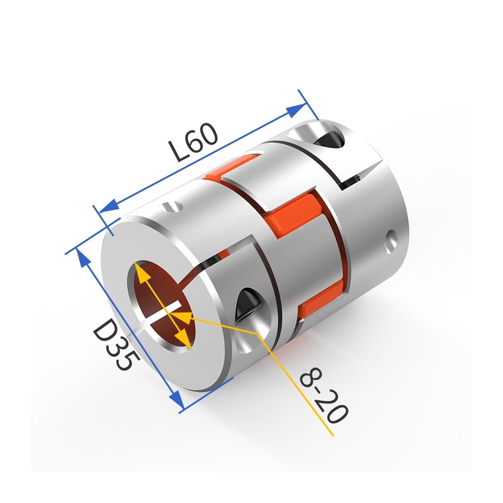 Coupleur flexible, D35L60 3 mâchoires Accouplement élastique Coupleur CNC