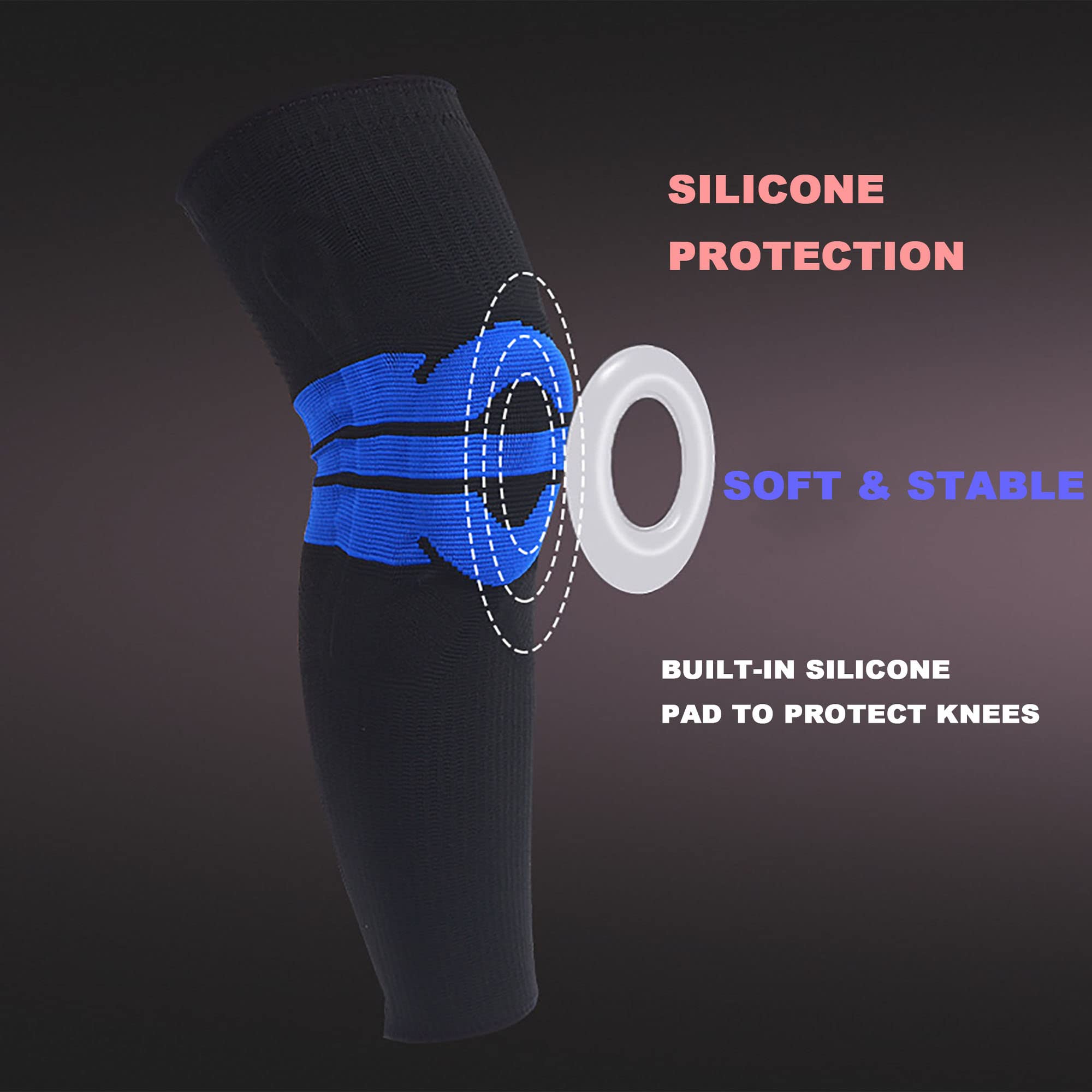 Professionale Ginocchiera Manicotti di Compressione (1 pz) Pieno Gamba Maniche Per Gli Uomini Donne Patella Gel Pads & Side Stabilizers 1007BM