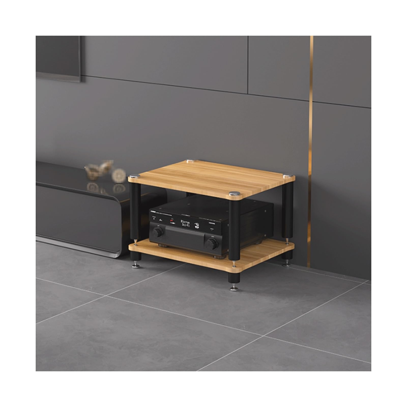 Stojak HiFi AV, stojak na nośniki stereo, szafka na komponenty stereo, drewniana półka, wieża audio, nowoczesny odtwarzacz płyt gramofonowych, stojak na konsolę multimedialną do domowego biura kina