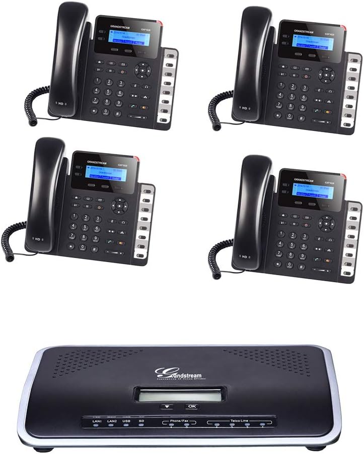 Grandstream GXP1628 IP Phone 4-UNITS with UCM6204 4 Port IP PBX Gigabit