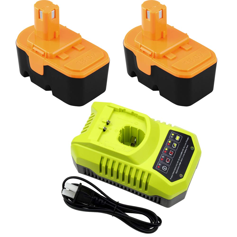 2 Packs Ni-Mh P100 18V Battery and P117 Charger Compatible with Ryobi 18 Volt Battery one Plus ABP18