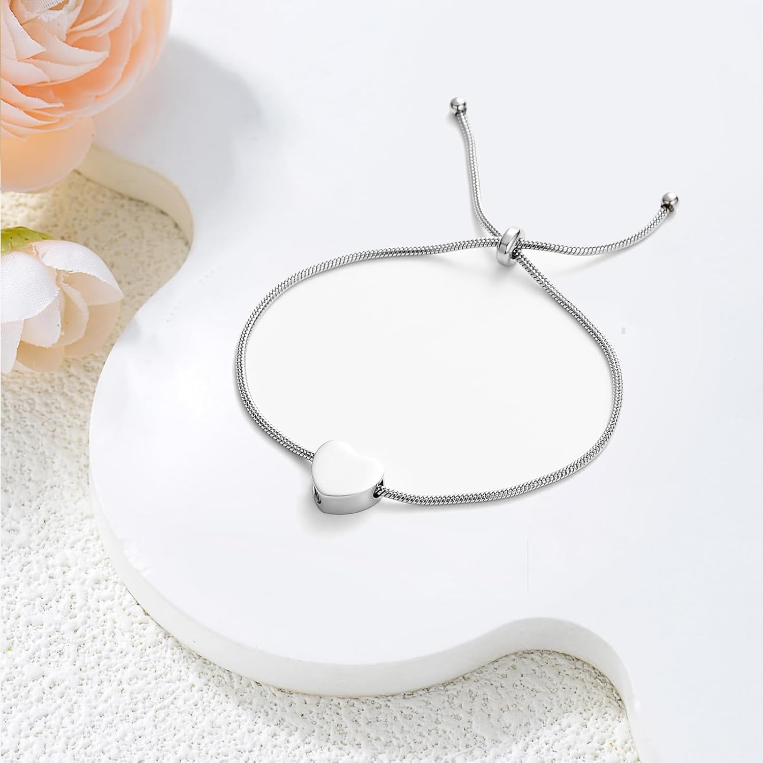 zeqingjw Heart Cremation Bracelet for Ashes Urn Jewelry for Women Stainless Steel Adjustable Memorial Bangle Loved Ones Funeral Keepsake Gift - Image 3