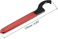 Vista 3 de uxcell Llave inglesa de gancho C portabrocas para tuerca redonda de 1.496-1.654 in, con mango antideslizante rojo