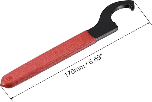 Miniatura 3 de uxcell Llave inglesa de gancho C portabrocas para tuerca redonda de 1.496-1.654 in, con mango antideslizante rojo