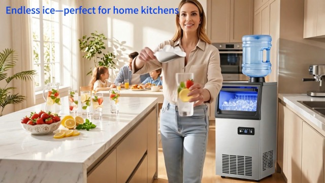 Image of Commercial Ice Maker Machine, 110 lbs /24H with 22 lbs Storage Bin