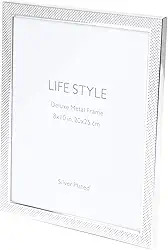 WOLFF Porta-Retrato de Aço Chess Prata 20cm x 25cm - Enxoval - Casamento - Decoração - Álbum de Fotos - Enfeites - Moldura Elegante Para Mesa e Parede