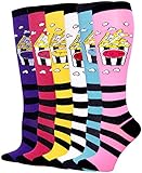 ICONOFLASH Casual Knee High Socks in Assorted Colors, 6 Pair Bundle Pack