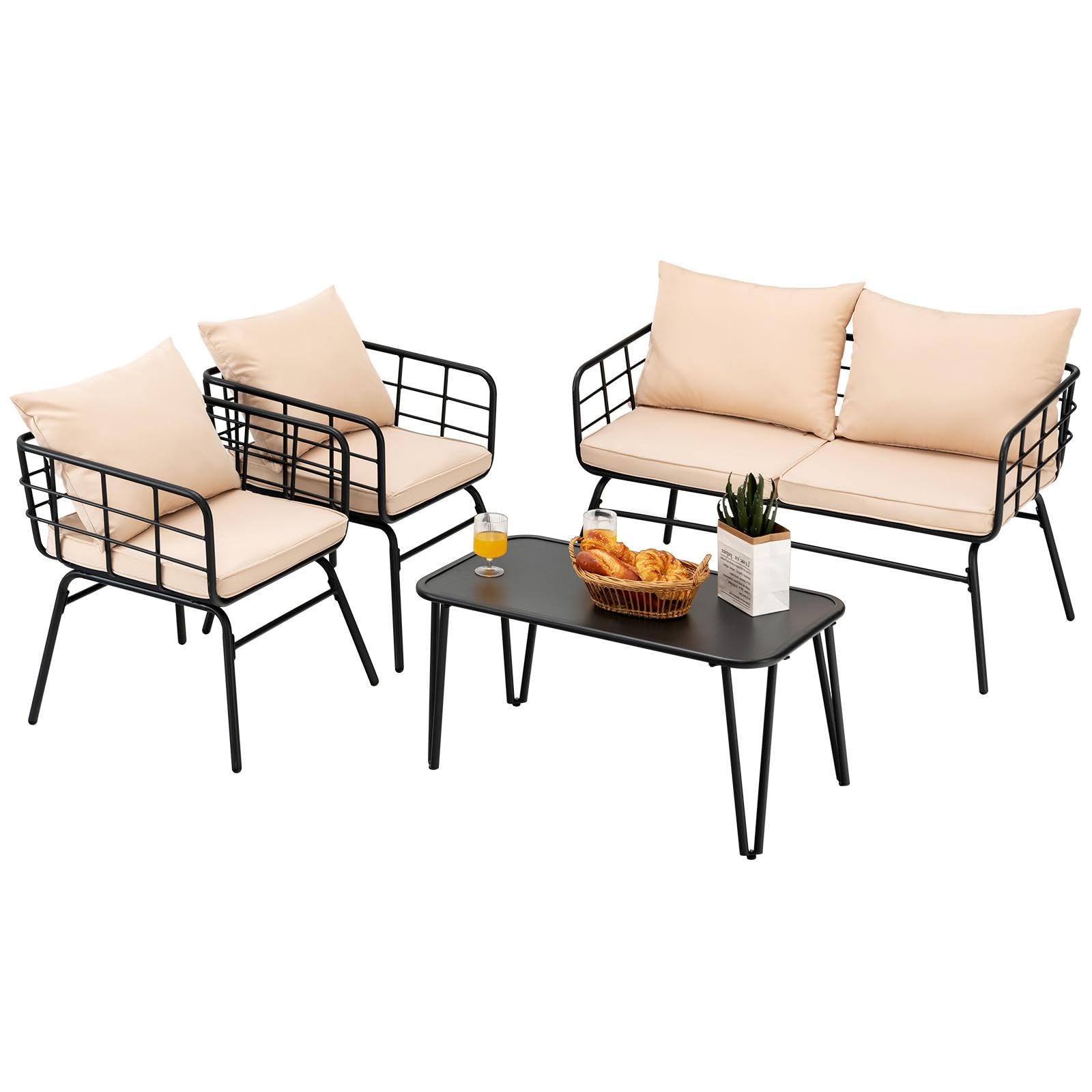 Multigot 4PCS Garden Furniture Set, Sectional Patio Conversation Set