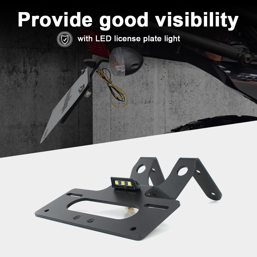 Xitomer Fender Eliminator Compatible with KLR650 2024 2023 2022 KLR650 2022-2025, License Plate Bracket Fit for KLR650 Accessories Tail Tidy with LED Light
