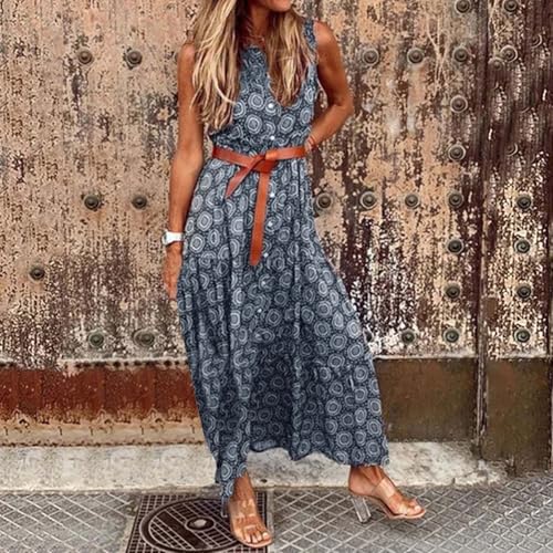 Robe longue bohème fleurie femme grande taille col rond chic